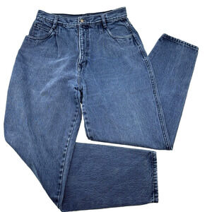 Vintage 80s Bill Blass Medium Wash Pleated High Waist Tapered Jeans 12 27x30"